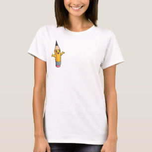 Schattig Gelukkig Geel Potlood Karakter met Open A T-shirt