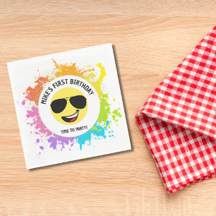 Schattig Gelukkig Gezicht, Pilotenbril,Leuke Eerst Servet
