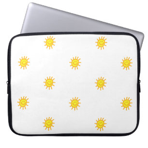 Schattig Gelukkig Gezicht Zonneschijn Zon Patroon Laptop Sleeve