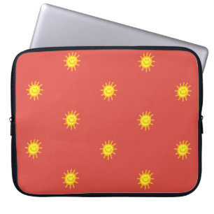 Schattig Gelukkig Gezicht Zonneschijn Zon Patroon Laptop Sleeve