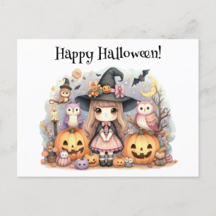 Schattig Gelukkig Halloween Kawaii  Briefkaart