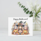 Schattig Gelukkig Halloween Kawaii  Briefkaart (Staand voorkant)