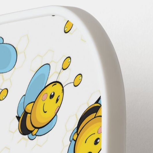 Schattig gelukkig hommel patroon wit pickleball paddle (Links Detail)