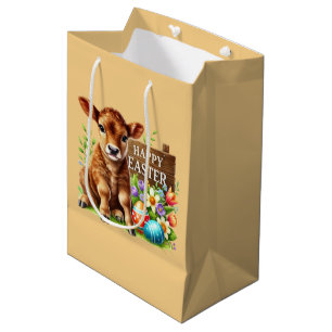 Schattig Gelukkig Pasen koe Medium Cadeauzakje