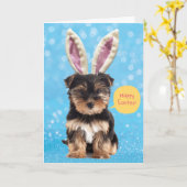 Schattig Gelukkig Pasen van je Knuffel Konijn Pupp Kaart (Gele Bloem)