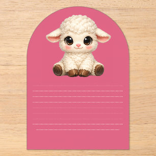 Schattig Gelukkig Schaap met Grote Ogen Kawaii Boe Acryl Uitnodigingen
