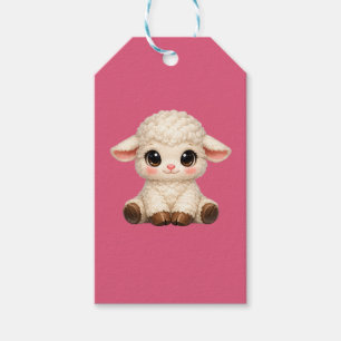 Schattig Gelukkig Schaap met Grote Ogen Kawaii Boe Cadeaulabel