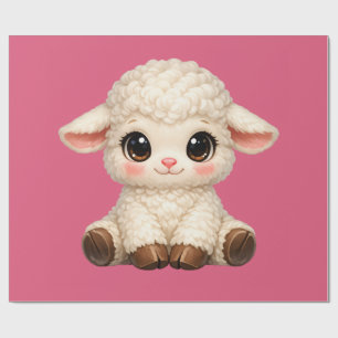 Schattig Gelukkig Schaap met Grote Ogen Kawaii Boe Cadeaupapier