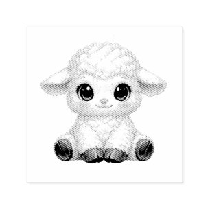 Schattig Gelukkig Schaap met Grote Ogen Kawaii Boe Zelfinktende Stempel
