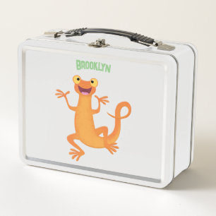 Schattig gelukkig sinaasappel dansen salamander