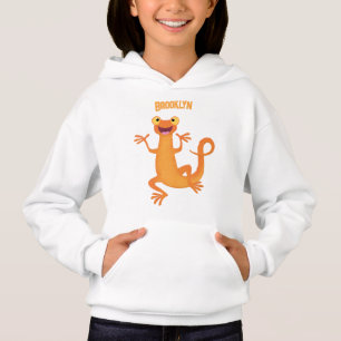 Schattig gelukkig sinaasappel dansen salamander