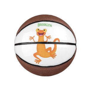 Schattig gelukkig sinaasappel dansen salamander basketbal