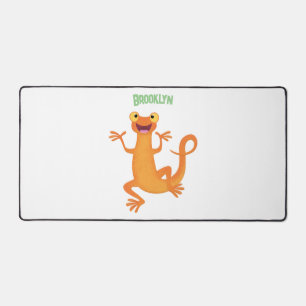 Schattig gelukkig sinaasappel dansen salamander bureaumat