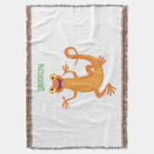 Schattig gelukkig sinaasappel dansen salamander deken (Voorkant Verticaal)