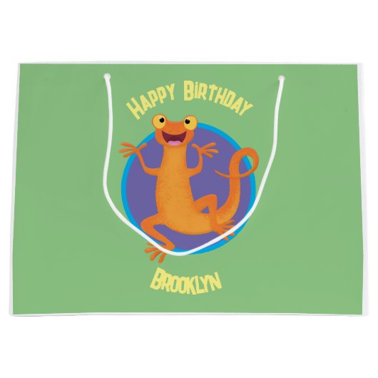 Schattig gelukkig sinaasappel dansen salamander groot cadeauzakje (Voorkant)