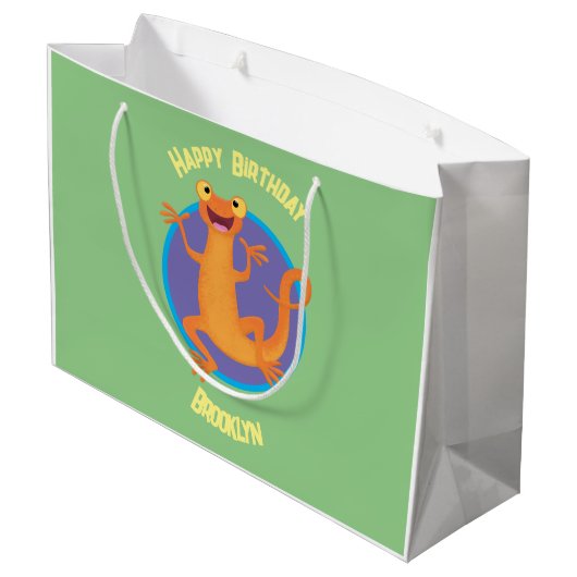 Schattig gelukkig sinaasappel dansen salamander groot cadeauzakje (Achterkant Gekanteld)