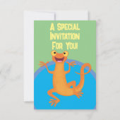 Schattig gelukkig sinaasappel dansen salamander kaart (Achterkant)