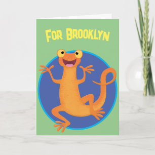 Schattig gelukkig sinaasappel dansen salamander kaart