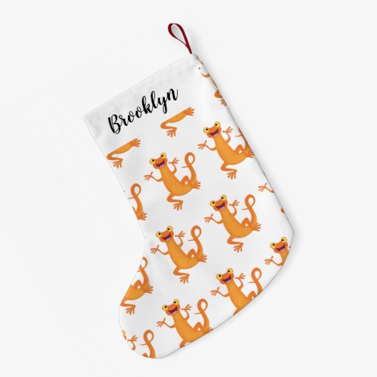 Schattig gelukkig sinaasappel dansen salamander kleine kerstsok (Achterkant (Hangend))