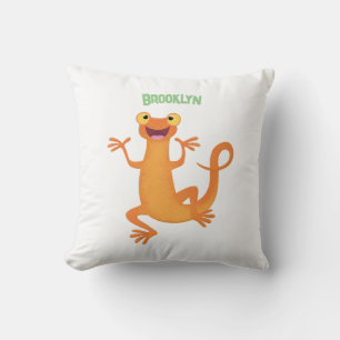 Schattig gelukkig sinaasappel dansen salamander kussen