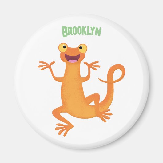 Schattig gelukkig sinaasappel dansen salamander magneet (Voorkant)