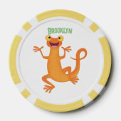 Schattig gelukkig sinaasappel dansen salamander poker chips (Achterkant)