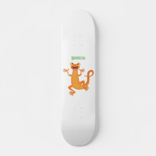 Schattig gelukkig sinaasappel dansen salamander skateboard
