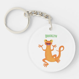 Schattig gelukkig sinaasappel dansen salamander sleutelhanger