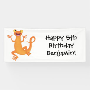 Schattig gelukkig sinaasappel dansen salamander spandoek