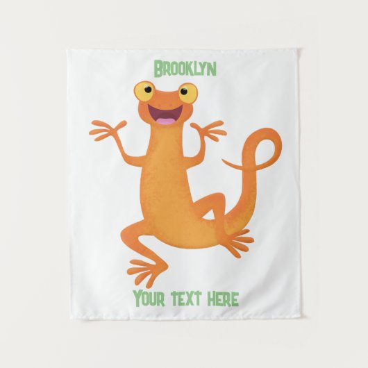 Schattig gelukkig sinaasappel dansen salamander wandkleed (Voorkant)
