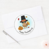 Schattig Gelukkig Thanksgiving Ronde Sticker (Envelop)