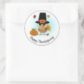 Schattig Gelukkig Thanksgiving Ronde Sticker (Tas)