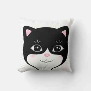 Schattig gelukkig tuxedo kattengezicht kussen