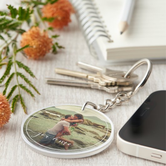 Schattig gelukkig u en ik in liefde classy elegant sleutelhanger (Voorkant Rechts)