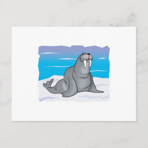 schattig gelukkig walrus briefkaart