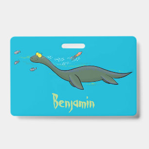 Schattig, gelukkig zee monster plesiosaurus cartoo badge