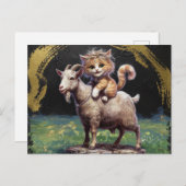 schattig gemberkitten op een geit briefkaart (Voorkant / Achterkant)