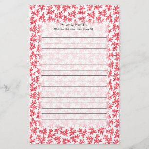 Schattig gepersonaliseerd rood en wit koraal oceaa briefpapier