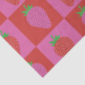 Schattig geruite roze en rode aardbeien patroon tissuepapier (Detail)