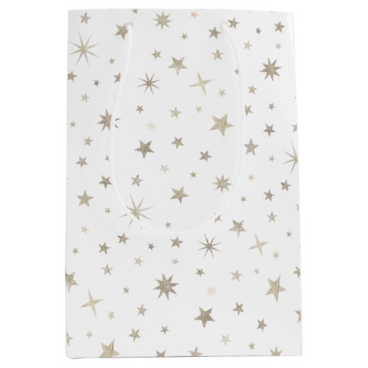  Schattig Geslacht Neutraal Wit Zilveren Ster Baby Medium Cadeauzakje (Voorkant)