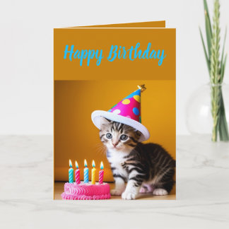 Schattig gestreept kitten verjaardag kaart