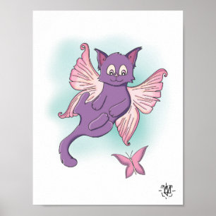 Schattig Gevleugeld Fee Kitty Poster