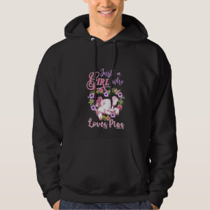 Schattig gewoon een meisje dat houdt van varkens m hoodie