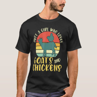 Schattig gewoon een meisje dat van kippen geiten m t-shirt