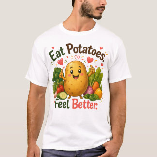 Schattig Gezond Aardappel Cartoonontwerp T-shirt