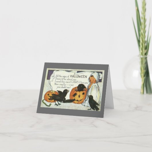 Schattig Ghost Halloween Note Kaart (Voorkant)