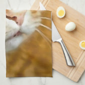 Schattig Ginger Tabby Cat Posing Pet Portret Theedoek (Quarter Fold)