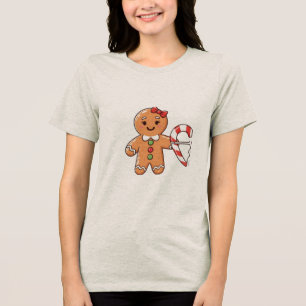 Schattig Gingerbread Meisje met Gebroken Hart van Tri-Blend Shirt