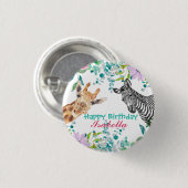 schattig Giraffe dierentuin dieren oerwoud Bloemen Ronde Button 3,2 Cm (Voorkant /achterkant)