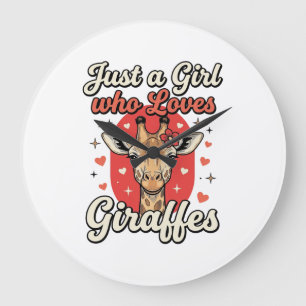 Schattig Giraffe-liefhebber Vintage Meisje T-shirt Grote Klok